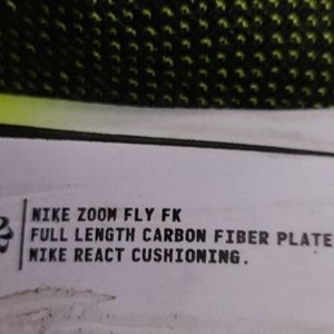 Nike zoom fly carbon fiber racing shoe